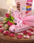 Preview: Kunstblumenstrauß Tulpen in Rosa & Rot mit Ritter Sport Schokowürfeln